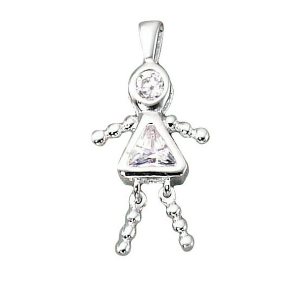 Sterling Silver Girls .8mm May Simulated Birthstone Girl Baby Pendant Necklace 